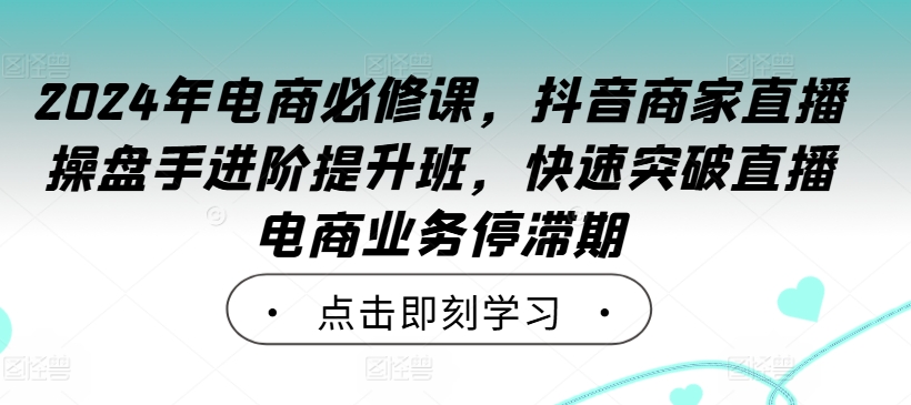 2024年电商必修课，抖音商家直播操盘手进阶提升班，快速突破直播电商业务停滞期云创网络源码-黄金外汇交易分析策略提供亏损解套扭亏为盈-网赚项目-副业赚钱-互联网创业-资源整合-棋牌源码云创网络