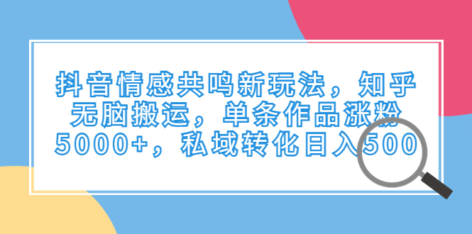 抖音情感共鸣新玩法，知乎无脑搬运，单条作品涨粉5000+，私域转化日入500云创网络源码-黄金外汇交易分析策略提供亏损解套扭亏为盈-网赚项目-副业赚钱-互联网创业-资源整合-棋牌源码云创网络
