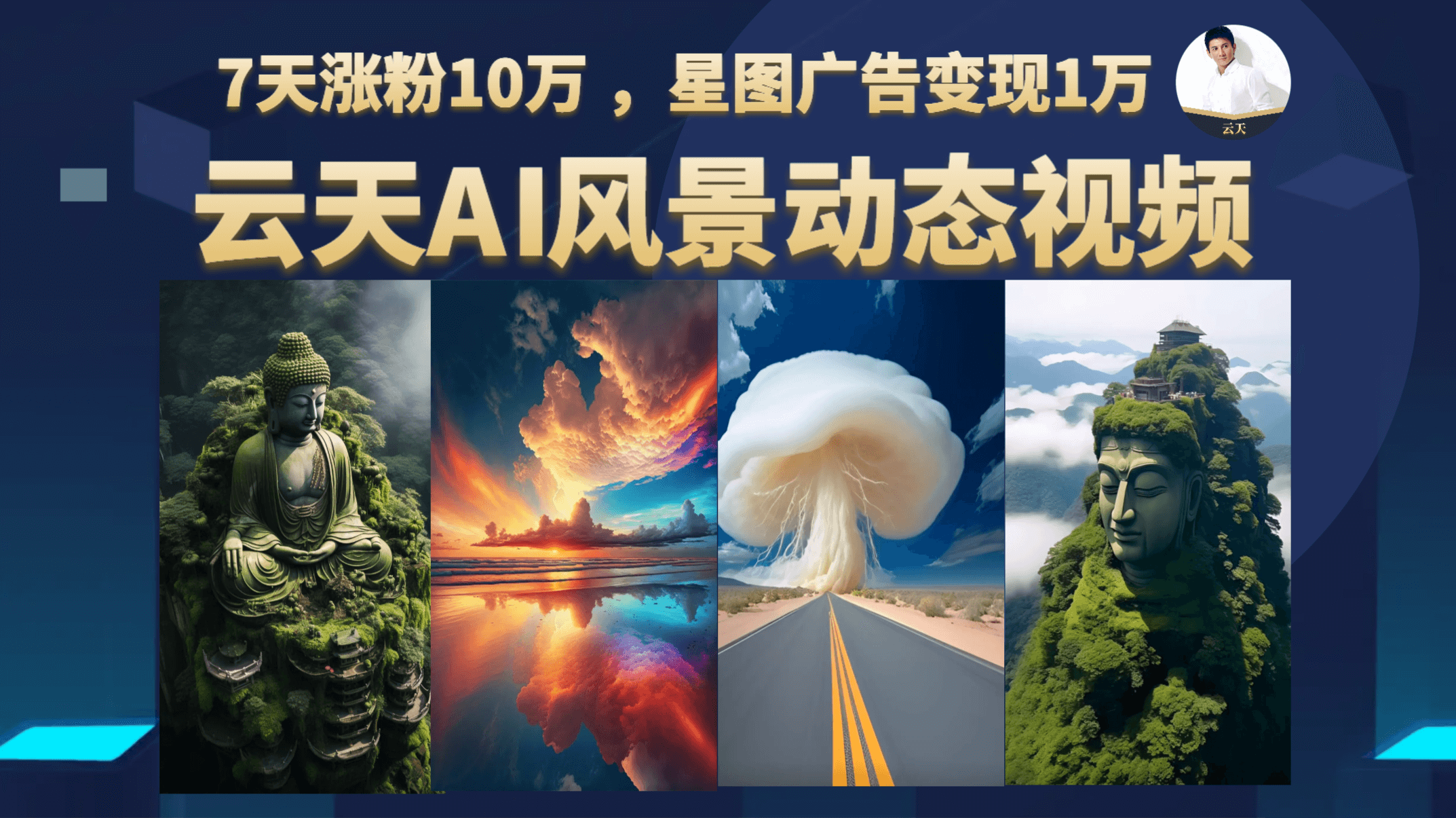 云天AI风景动图视频制作，7天涨粉10万 ，星图广告变现1万云创网络源码-黄金外汇交易分析策略提供亏损解套扭亏为盈-网赚项目-副业赚钱-互联网创业-资源整合-棋牌源码云创网络