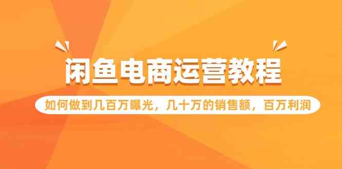 （9560期）闲鱼电商运营教程：如何做到几百万曝光，几十万的销售额，百万利润云创网络源码-黄金外汇交易分析策略提供亏损解套扭亏为盈-网赚项目-副业赚钱-互联网创业-资源整合-棋牌源码云创网络