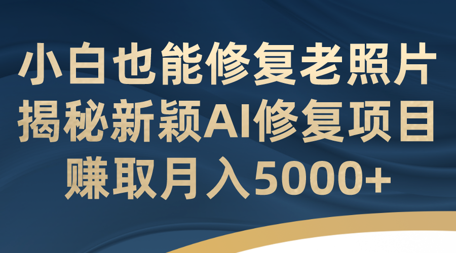 小白也能修复老照片！揭秘新颖AI修复项目，赚取月入5000+云创网络源码-黄金外汇交易分析策略提供亏损解套扭亏为盈-网赚项目-副业赚钱-互联网创业-资源整合-棋牌源码云创网络
